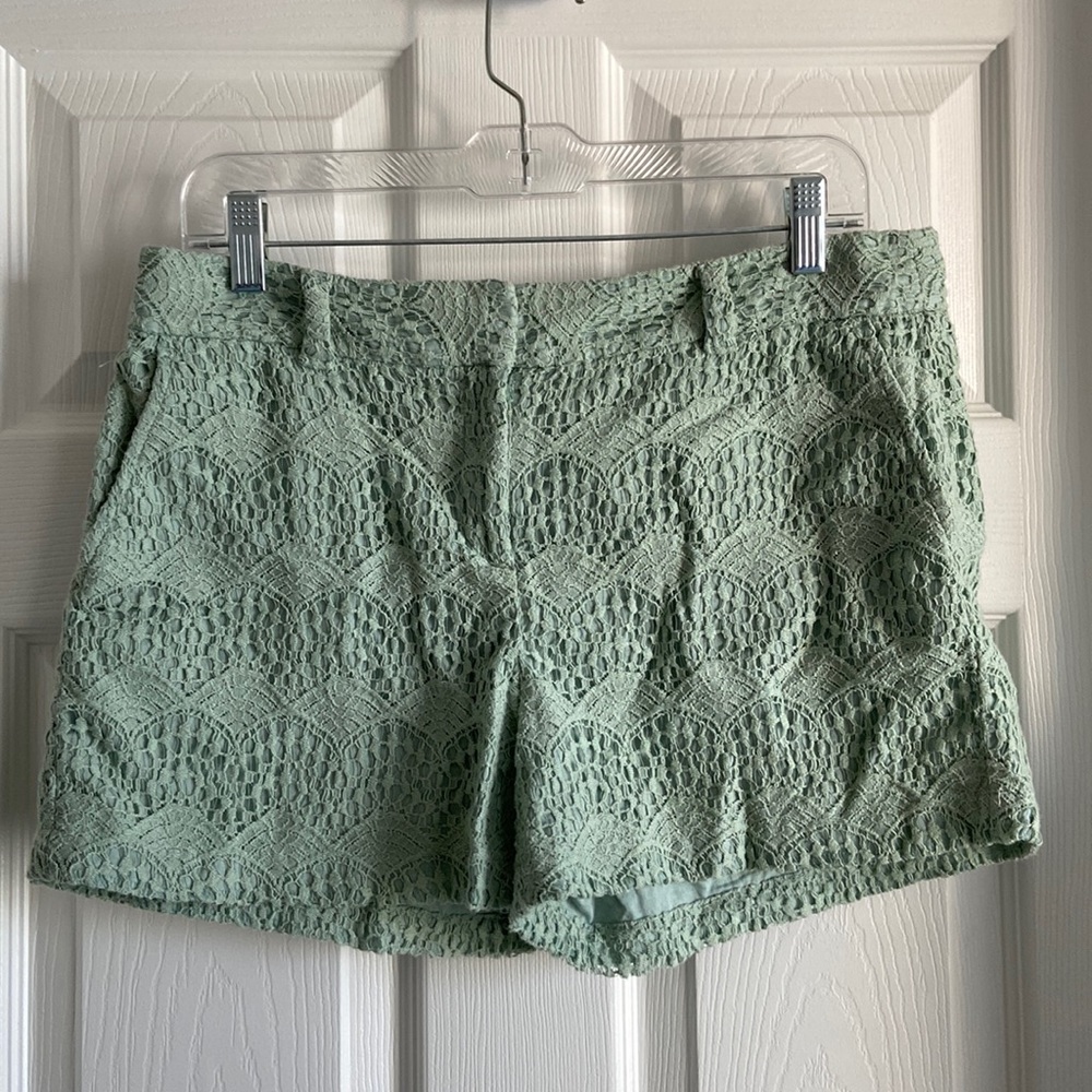 LOFT Mint Green Lace Overlay Shorts